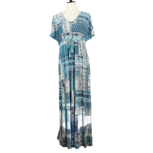 Style & Co. Dresses & Skirts - 🎈3/$15 Style & Co. Blue Boho Patchwork Print Maxi Dress Size Large